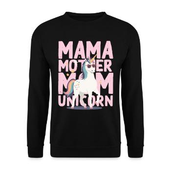 Licorne Maman Licornes Aimant Drôle Élégant - Sweat-shirt Unisexe - noir - Devant - Alina (178cm) & Michal (187cm)