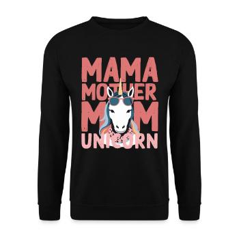 Einhorn Mama Stylische Liebende Lustige Frau - Unisex Pullover - Schwarz - Vorne - Alina (178cm) & Michal (187cm)