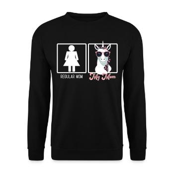 Lustiger Mutter Vergleich Einhorn Mama Design - Unisex Pullover - Schwarz - Vorne - Alina (178cm) & Michal (187cm)