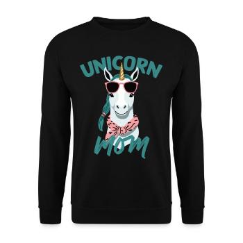 Einhorn Mama Lustige Muttertag Stylische Frau - Unisex Pullover - Schwarz - Vorne - Alina (178cm) & Michal (187cm)