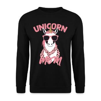 Einhorn Mama Einhörner Liebende Lustige Stylische - Unisex Pullover - Schwarz - Vorne - Alina (178cm) & Michal (187cm)