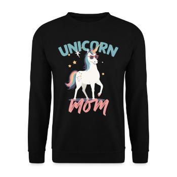 Einhorn Mama Einhörner Liebende Lustige Stylisch - Unisex Pullover - Schwarz - Vorne - Alina (178cm) & Michal (187cm)