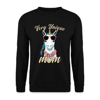 Très Unique Maman Licorne Maman Amoureux - Sweat-shirt Unisexe - noir - Devant - Alina (178cm) & Michal (187cm)
