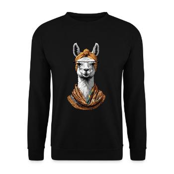 Lama Liebende Mama Lustiges Design Muttertag - Unisex Pullover - Schwarz - Vorne - Alina (178cm) & Michal (187cm)