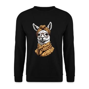 Funny Llama Alpaca Mother Design Lovers - Unisex Sweatshirt - black - Front - Alina (178cm) & Michal (187cm)