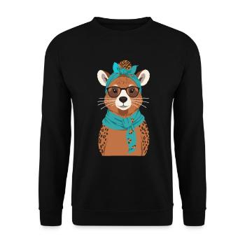 Drôle Capymama Capybara Mère Design - Sweat-shirt Unisexe - noir - Devant - Alina (178cm) & Michal (187cm)
