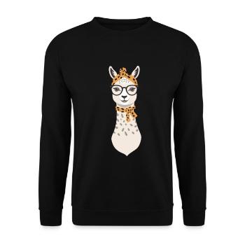 Drôle Lama Alpaga mère Design - Sweat-shirt Unisexe - noir - Devant - Alina (178cm) & Michal (187cm)
