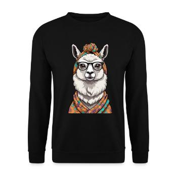 Lustiges Lama Alpaca Muttertag Design - Unisex Pullover - Schwarz - Vorne - Alina (178cm) & Michal (187cm)