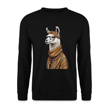 Llama Loving Mom Funny Mom Design - Unisex Sweatshirt - black - Front - Alina (178cm) & Michal (187cm)