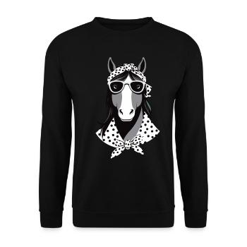 Mama Pferd Pferdeliebhaber Mutter Stilvolle Design - Unisex Pullover - Schwarz - Vorne - Alina (178cm) & Michal (187cm)