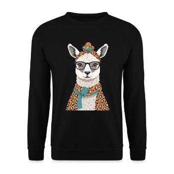 Lama Liebende Lustiges Muttertag Design - Unisex Pullover - Schwarz - Vorne - Alina (178cm) & Michal (187cm)