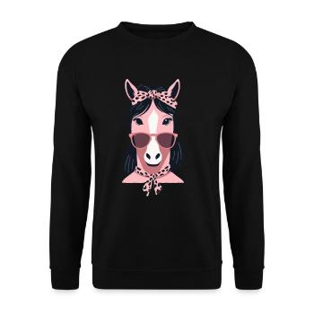 Maman Cheval Cheval Amant Mère Cheval Fille - Sweat-shirt Unisexe - noir - Devant - Alina (178cm) & Michal (187cm)
