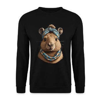 Funny Capymama Capybara Mom - Unisex Sweatshirt - black - Front - Alina (178cm) & Michal (187cm)