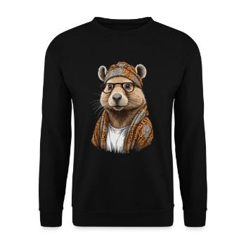 Drôle Capymama Capybara Mère Design - Sweat-shirt Unisexe - noir - Devant - Alina (178cm) & Michal (187cm)