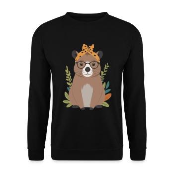 Funny Capymama Capybara Mom - Unisex Sweatshirt - black - Front - Alina (178cm) & Michal (187cm)