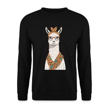 Llama Loving Mom Funny Design Alpaca Motif - Unisex Sweatshirt - black - Front - Alina (178cm) & Michal (187cm)