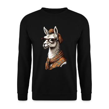Funny Llama Alpaca Mother Design Lovers - Unisex Sweatshirt - black - Front - Alina (178cm) & Michal (187cm)