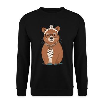 Drôle Capymama Capybara Mère Design - Sweat-shirt Unisexe - noir - Devant - Alina (178cm) & Michal (187cm)