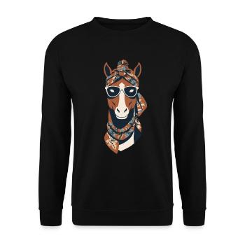 Maman Cheval Cheval Amant Mère Cheval Fille - Sweat-shirt Unisexe - noir - Devant - Alina (178cm) & Michal (187cm)