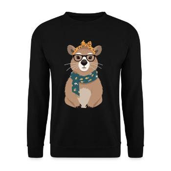 Drôle Capymama Capybara Mère Design - Sweat-shirt Unisexe - noir - Devant - Alina (178cm) & Michal (187cm)