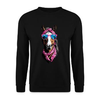 Mama Pferd Stilvolle Pferdeliebe Pferdemädchen - Unisex Pullover - Schwarz - Vorne - Alina (178cm) & Michal (187cm)