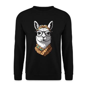 Llama Loving Funny Mom Design Alpaca - Unisex Sweatshirt - black - Front - Alina (178cm) & Michal (187cm)