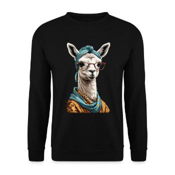 Conception drôle d’alpaga Lama pour les mamans - Sweat-shirt Unisexe - noir - Devant - Alina (178cm) & Michal (187cm)