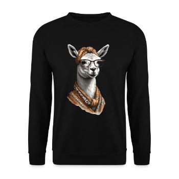 Llama Loving Mom Funny Design Alpaca - Unisex Sweatshirt - black - Front - Alina (178cm) & Michal (187cm)