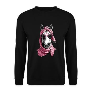 Mama Pferd Stilvolle Pferdeliebe Pferdemädchen - Unisex Pullover - Schwarz - Vorne - Alina (178cm) & Michal (187cm)