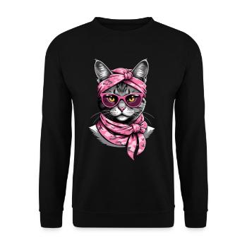 Cute Cat Mom Cat Lover Mom Style - Unisex Sweatshirt - black - Front - Alina (178cm) & Michal (187cm)