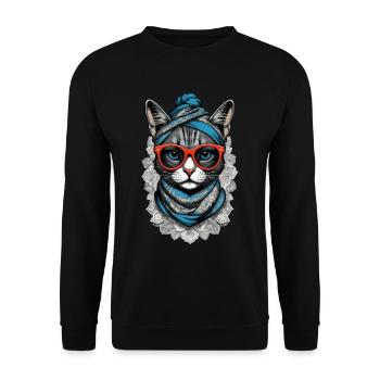 Cute Cat Mom Cat Lover Mom Style - Unisex Sweatshirt - black - Front - Alina (178cm) & Michal (187cm)