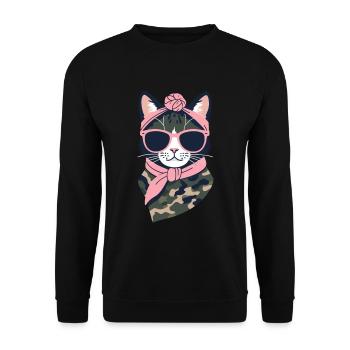 Cute Cat Mom Cat Lover Mom Style - Unisex Sweatshirt - black - Front - Alina (178cm) & Michal (187cm)