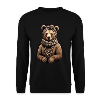 Drôle Maman Ours Mère Ours Fête des Mères - Sweat-shirt Unisexe - noir - Devant - Alina (178cm) & Michal (187cm)