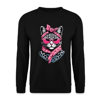 Cute Cat Mom Cat Lover Mom Style - Unisex Sweatshirt - black - Front - Alina (178cm) & Michal (187cm)