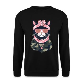 Cute Cat Mom Cat Lover Style - Unisex Sweatshirt - black - Front - Alina (178cm) & Michal (187cm)