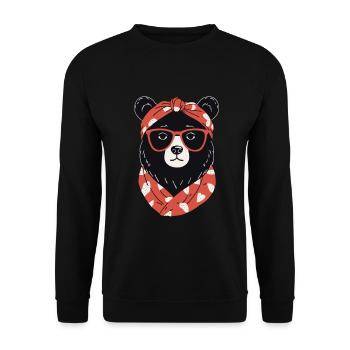 Lustiger Mama Bär Mutter Bärin Bärenliebhaber - Unisex Pullover - Schwarz - Vorne - Alina (178cm) & Michal (187cm)