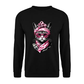 Cute Cat Mom Cat Lover Mom Style - Unisex Sweatshirt - black - Front - Alina (178cm) & Michal (187cm)