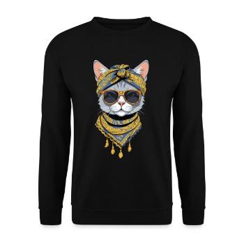 Cute Cat Mom Cat Lover Mom Style - Unisex Sweatshirt - black - Front - Alina (178cm) & Michal (187cm)