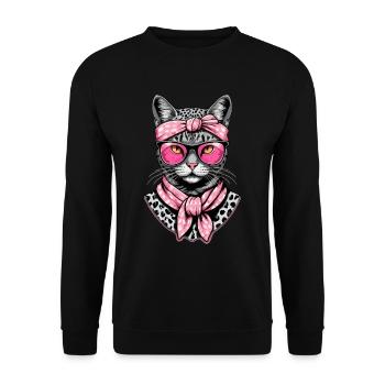 Cute Cat Mom Cat Lover Mom Style - Unisex Sweatshirt - black - Front - Alina (178cm) & Michal (187cm)