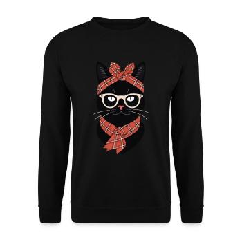 Cute Cat Mom Cat Lover Mom Style - Unisex Sweatshirt - black - Front - Alina (178cm) & Michal (187cm)