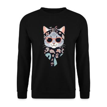 Cute Cat Mom Cat Lover Mom Style - Unisex Sweatshirt - black - Front - Alina (178cm) & Michal (187cm)