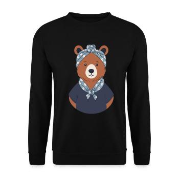 Funny Mama Bear Motif for Mother Bear Fans - Unisex Sweatshirt - black - Front - Alina (178cm) & Michal (187cm)