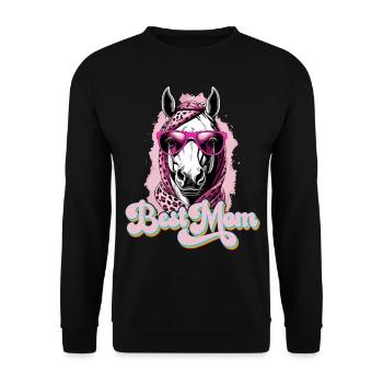 Mama Pferd Stilvolle Pferdeliebe Design - Unisex Pullover - Schwarz - Vorne - Alina (178cm) & Michal (187cm)