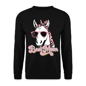 Mama Pferd Pferdeliebhaber Mutter Stilvolle Liebe - Unisex Pullover - Schwarz - Vorne - Alina (178cm) & Michal (187cm)