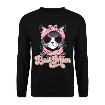 Cat Mom With Style Best Mom Cute Cat - Unisex Sweatshirt - black - Front - Alina (178cm) & Michal (187cm)