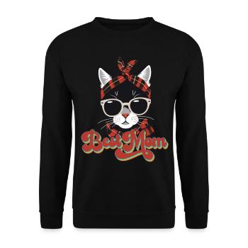Meilleure Maman Chat Mignon Maman Élégant - Sweat-shirt Unisexe - noir - Devant - Alina (178cm) & Michal (187cm)