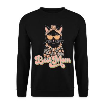 Meilleure Maman Chat Mignon Maman Élégant - Sweat-shirt Unisexe - noir - Devant - Alina (178cm) & Michal (187cm)