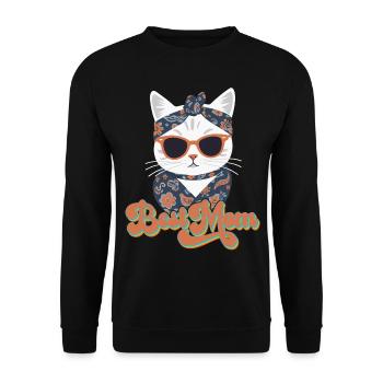 Meilleure Maman Chat Mignon Maman Élégant - Sweat-shirt Unisexe - noir - Devant - Alina (178cm) & Michal (187cm)