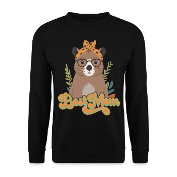 Drôle Capymama Capybara Mère Design - Sweat-shirt Unisexe - noir - Devant - Alina (178cm) & Michal (187cm)