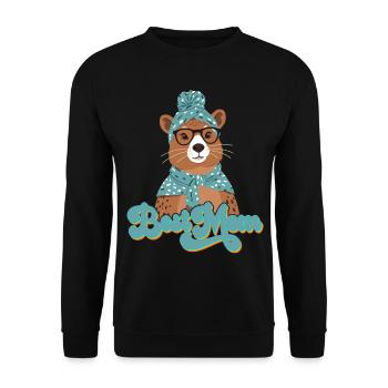 Capymama Lustige Capybara Mutter Liebe - Unisex Pullover - Schwarz - Vorne - Alina (178cm) & Michal (187cm)